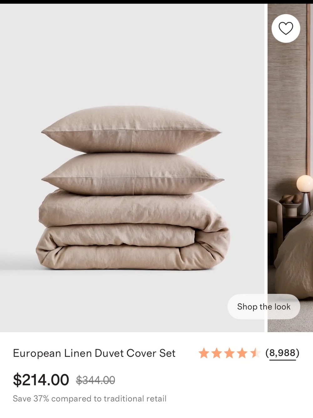 Quince European Linen Duvet Cover Set - Toffee
